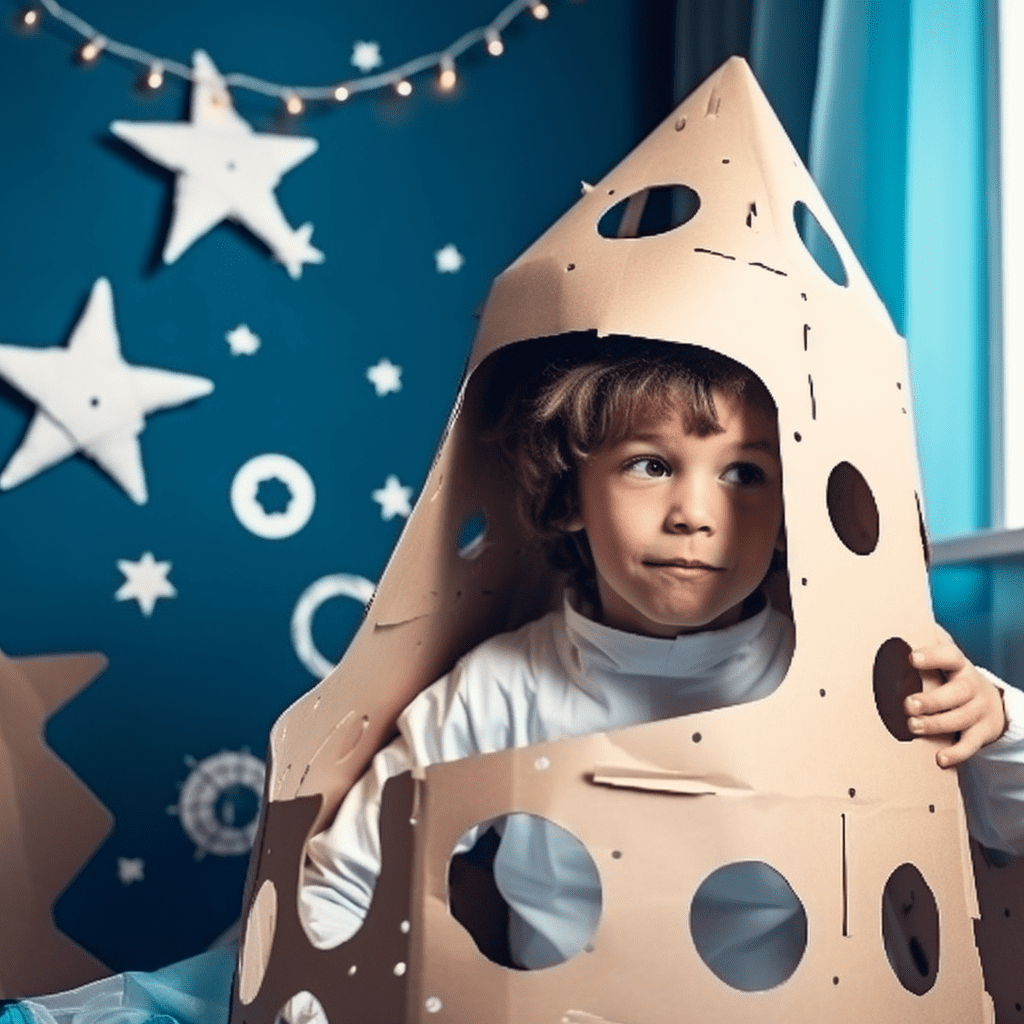 домашняя фотосессия ребенка в костюме космонавта